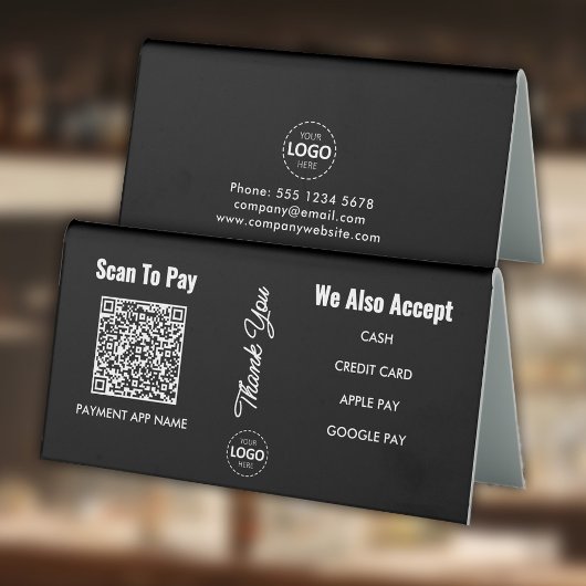 Plaque De Table Modes de paiement personnalisés noir