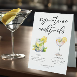 Plaque De Table Mojito Lemon Drop Summer Signature Cocktails Menu