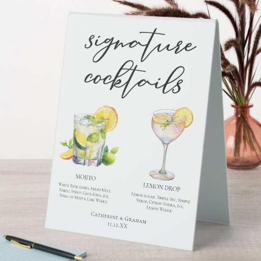 Plaque De Table Mojito Lemon Drop Summer Signature Cocktails Menu (En SItu (Tableau))