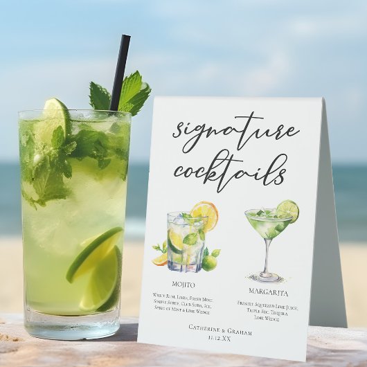 Plaque De Table Mojito Margarita Signature Cocktails Menu Mariage