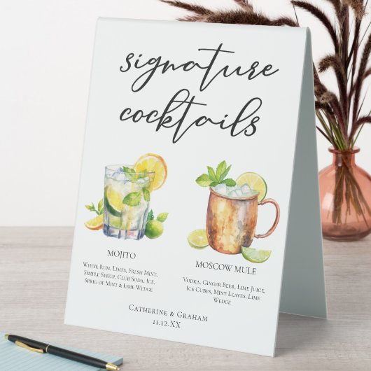 Plaque De Table Mojito Moscow Mule Signature Cocktails Menu (En SItu (Tableau))