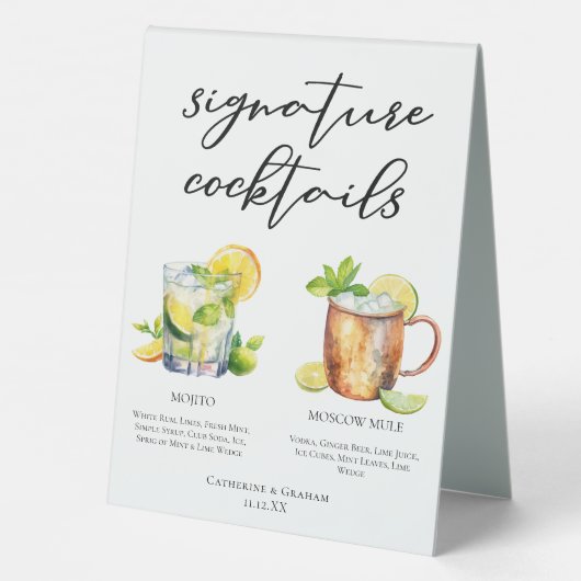 Plaque De Table Mojito Moscow Mule Signature Cocktails Menu (Verso)