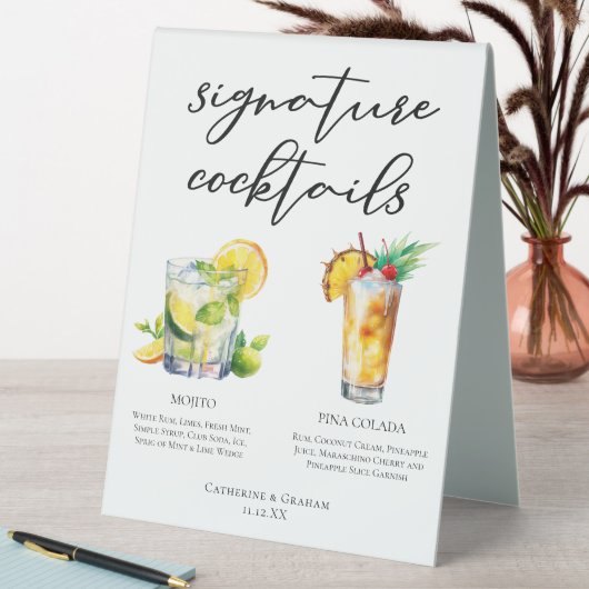 Plaque De Table Mojito Piña Colada Signature Cocktails Menu (En SItu (Tableau))