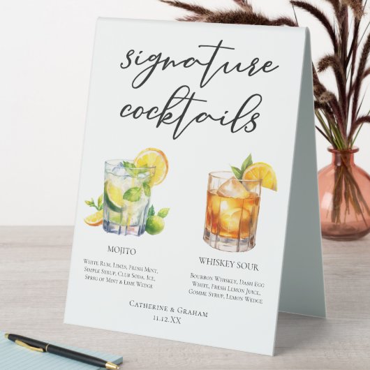 Plaque De Table Mojito Whiskey Sour Signature Cocktails Menu (En SItu (Tableau))