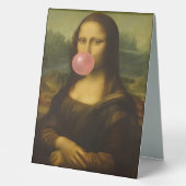Plaque De Table Mona Lisa soufflant de bulle rose (Recto)