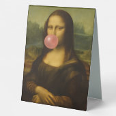 Plaque De Table Mona Lisa soufflant de bulle rose (Verso)