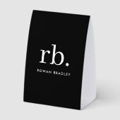 Plaque De Table Monogram Table Tent | Black Tabletop Name Sign (Verso)