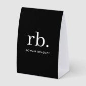 Plaque De Table Monogram Table Tent | Black Tabletop Name Sign (Recto)