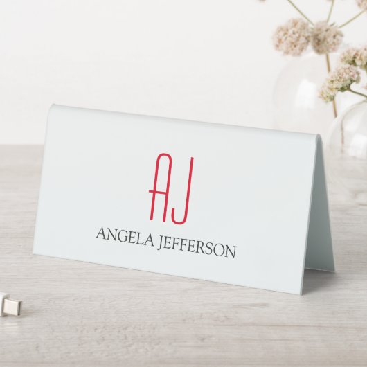 Plaque De Table monogramme blanc simple et moderne (En SItu (Tableau))