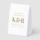 Plaque De Table Monogramme de mariage Bienvenue or et blanc (Verso)