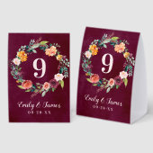 Plaque De Table Monogramme de mariage floral automnal rustique de (Recto/verso)