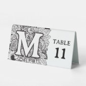 Plaque De Table Monogramme floral noir et blanc M Evénement modifi (Verso)