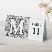 Plaque De Table Monogramme floral noir et blanc M Evénement modifi (En SItu (Tableau))