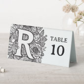 Plaque De Table Monogramme floral noir et blanc R Evénement modifi (En SItu (Tableau))
