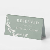 Plaque De Table Monogramme Floral Vert Sage Personnalisé Réservé P (Recto)