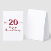 Plaque De Table monogramme gras nom date rose 20e anniversaire (Recto/verso)