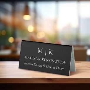 Plaque De Table Monogramme minimaliste ou ajouter un logo Business