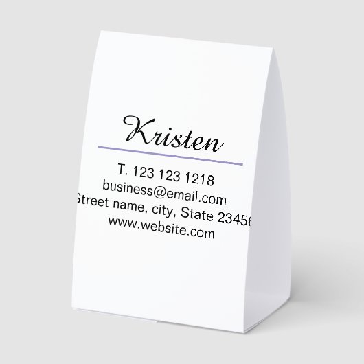 Plaque De Table Monogramme nom écrivain violet modifier code QR en (Verso)