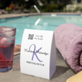 Plaque De Table Monogramme nom écrivain violet modifier code QR en (InVersositu (sur table))