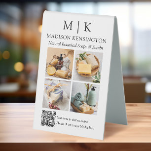 Plaque De Table Monogramme ou ajouter un logo Business QR Code 4 P