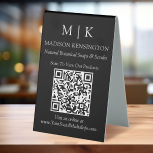 Plaque De Table Monogramme ou ajouter un logo Business QR Code noi