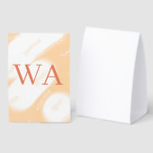 Plaque De Table Monogramme rétro gras blanc orange pêche pastel no (Recto/verso)