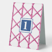 Plaque De Table Monogramme Rose Trèfle Bambou Motif Prépa Navy (Recto)