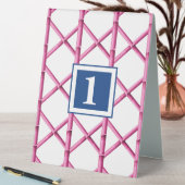 Plaque De Table Monogramme Rose Trèfle Bambou Motif Prépa Navy (En SItu (Tableau))