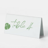 Plaque De Table Monstera Mini ・ Numéro de table moderne ・ Vert feu (Recto)