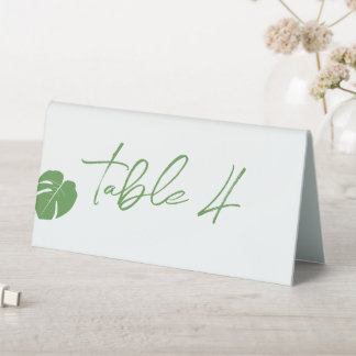 Plaque De Table Monstera Mini ・ Numéro de table moderne ・ Vert feu