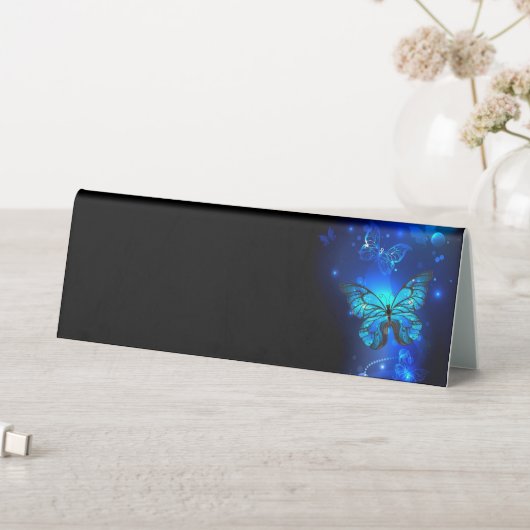 Plaque De Table Morpho Butterfly in the Dark Background (En SItu (Tableau))