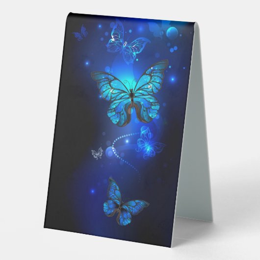 Plaque De Table Morpho Butterfly in the Dark Background (Verso)