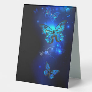 Plaque De Table Morpho Butterfly in the Dark Background