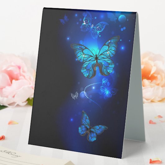 Plaque De Table Morpho Butterfly in the Dark Background (In SItu (Mariage))