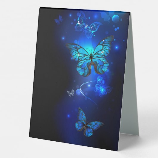 Plaque De Table Morpho Butterfly in the Dark Background (Verso)