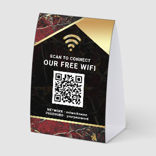 Plaque De Table Mot de passe de réseau Wifi avec code QR élégant B