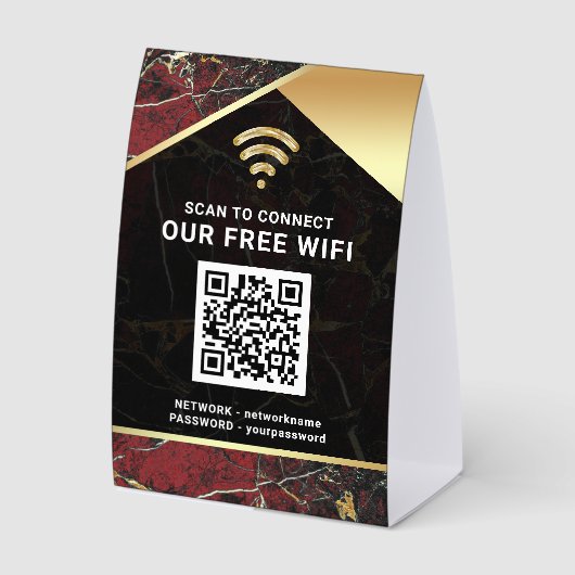 Plaque De Table Mot de passe de réseau Wifi avec code QR élégant B (Recto)