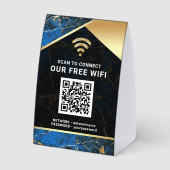 Plaque De Table Mot de passe de réseau Wifi Code QR Bleu de Style (Verso)