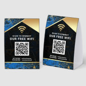 Plaque De Table Mot de passe de réseau Wifi Code QR Bleu de Style (Recto/verso)