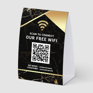 Plaque De Table Mot de passe de réseau Wifi Code QR Noir élégant