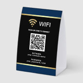 Plaque De Table Mot de passe du réseau Wifi Code QR Bleu Noir Mode (Verso)