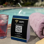 Plaque De Table Mot de passe du réseau Wifi Code QR Bleu Noir Mode (InVersositu (sur table))