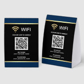 Plaque De Table Mot de passe du réseau Wifi Code QR Bleu Noir Mode (Recto/verso)