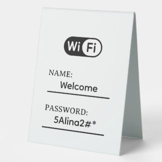 Plaque De Table Mot de passe et réseau Wifi pour entreprise simple
