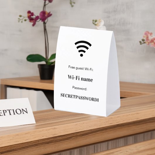 Plaque De Table Mot de passe réseau wifi client invité 