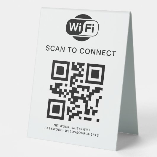 Plaque De Table Mot de passe Wifi | Analyse du code QR pour se con (Recto)