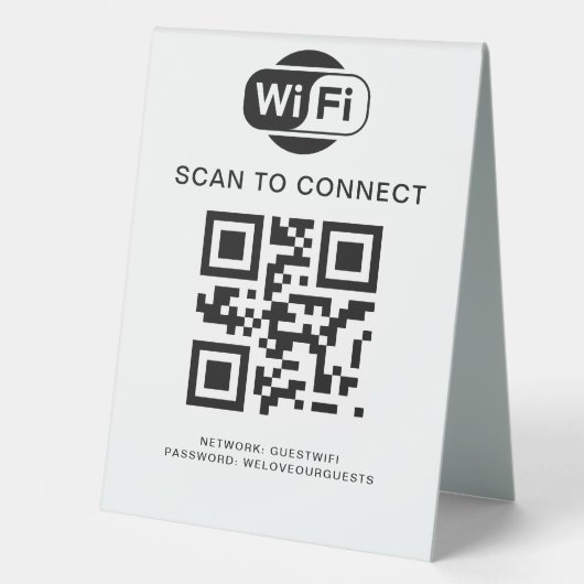 Plaque De Table Mot de passe Wifi | Analyse du code QR pour se con (Recto)