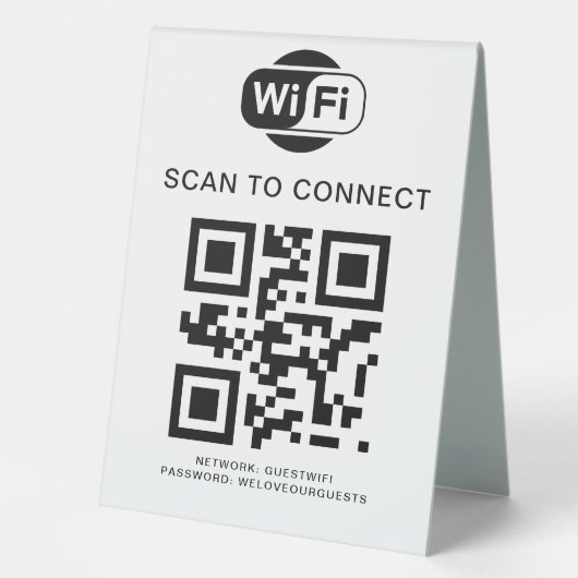 Plaque De Table Mot de passe Wifi | Analyse du code QR pour se con (Recto)