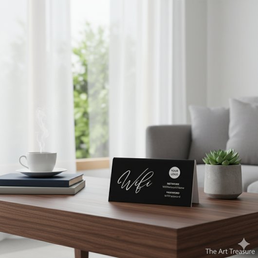 Plaque De Table Mot de passe WiFi d'entreprise moderne et code QR