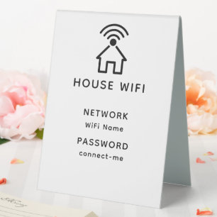 Plaque De Table Mot de passe Wifi Maison minimaliste blanche et no